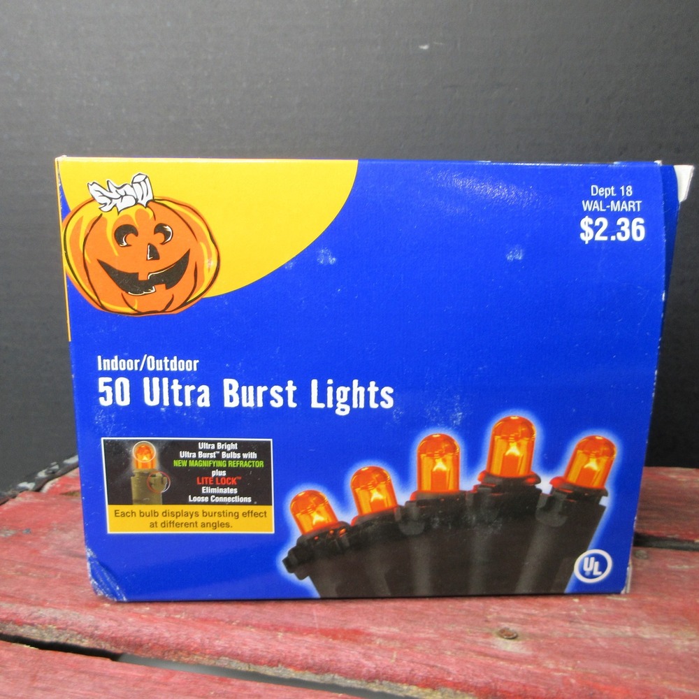 Walmart 50 Ultra Burst Orange Halloween String Lights Indoor Outdoor Decor NEW